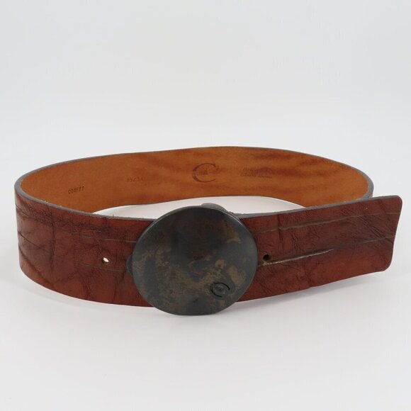 Just Cavalli Women 34 Brown Leather Wide Belt Boho Western Italy Roberto Cavalli - Picture 14 of 14